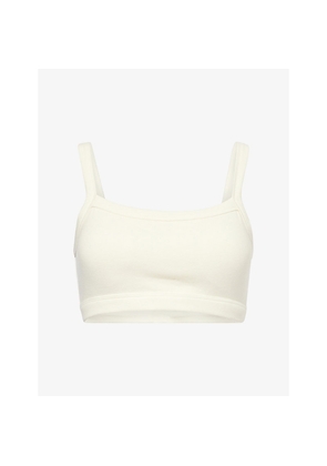 Womens Gracejacob Square-Neck Embroidered-Logo Stretch-Jersey Bralette