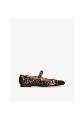 Womens Le Monde Beryl Mary Jane Crocodile-Embossed Leather Ballet Flats