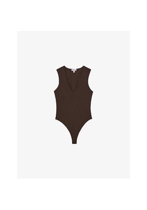 Womens Reiss V-Neck Sleeveless Jersey Bodysuit