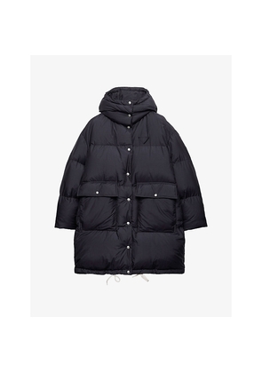 Womens Prada Oversized Hooded Shell-Down Parka Coat