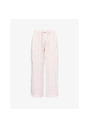 Womens Damson Madder Lucinda Embroidered Cotton-Poplin Trousers
