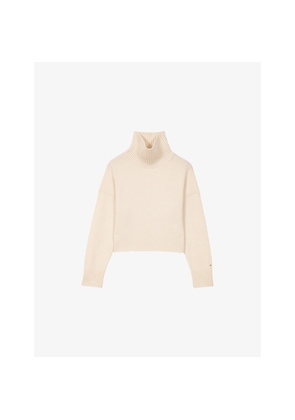 Womens Maje High-Neck Relaxed-Fit Stretch-Cashmere Jumper