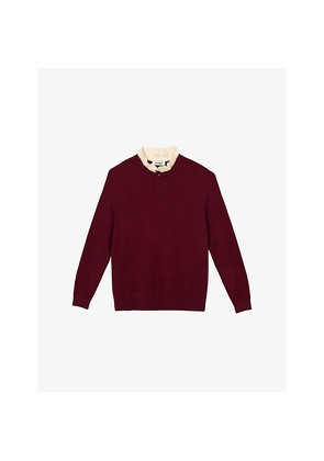 Womens Sandro Ruffled-Neck Long-Sleeve Wool and Cashmere-Blend Jumper