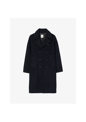 Mens Sandro Lapel-Collar Double-Breasted Wool Coat