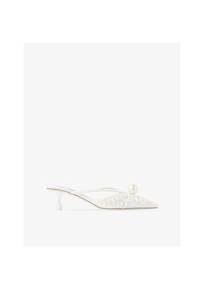 Womens Jimmy Choo Sana 50 Pearl Leather Mules