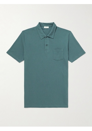 Sunspel - Riviera Slim-Fit Cotton-Mesh Polo Shirt - Men - Blue - S