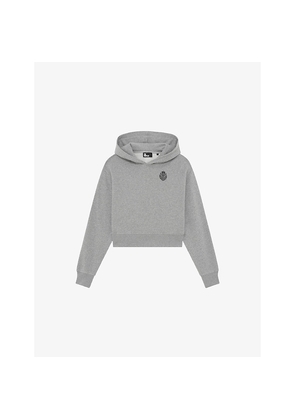Womens The Kooples Branded Cropped Cotton-Jersey Hoody