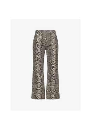 Womens Gabriela Hearst Ezra Snake-Pattern Bootcut Denim Jeans