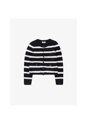 Womens Ro&Zo Striped Bouclé Knitted Cardigan