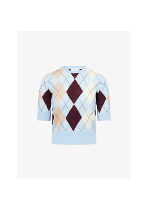 Womens Khaite Anders Short-Sleeves Cashmere and Wool Top