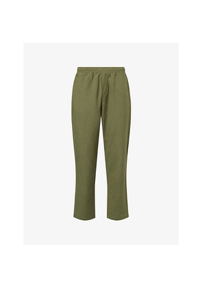 Mens Belier Olive Linen-Cotton Blend Trouser