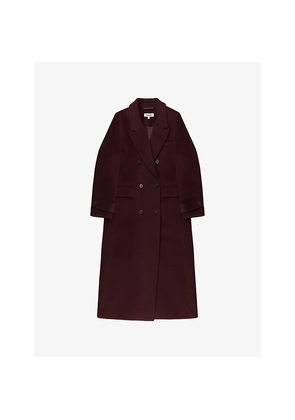Womens Ro&Zo Peak-Lapel Double-Breasted Wool-Blend Coat