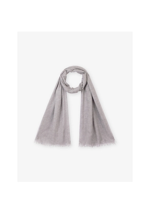 Womens The White Company Fringed-Edge Wool-Blend Scarf