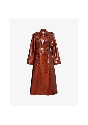 Womens Dries Van Noten Belted Double-Breasted Woven Trench Coat