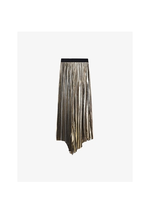 Womens Allsaints Jax Metallic Woven Maxi Skirt