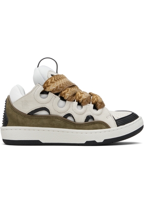 Lanvin Off-White & Khaki Curb Leather Sneakers