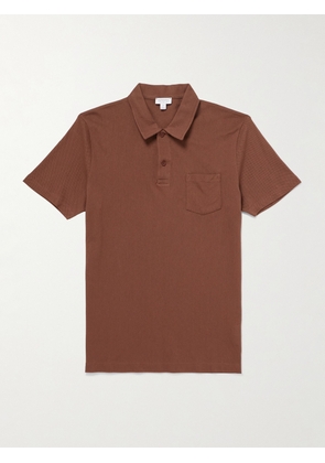 Sunspel - Riviera Cotton-Mesh Polo Shirt - Men - Brown - S