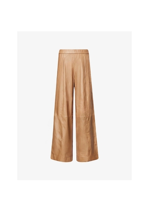 Womens TWP Eva With Tux Contrast-Panel Leather Trousers