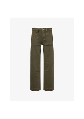 Womens Paige Quincy Straight-Ankle-Leg Stretch-Denim Blend Jeans