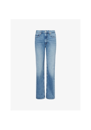 Womens Paige Stevie High-Rise Straight-Leg Denim Jeans