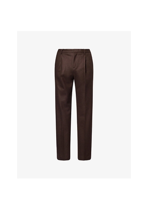Mens Sunspel Boil Pleated Straight-Leg Wool Trousers
