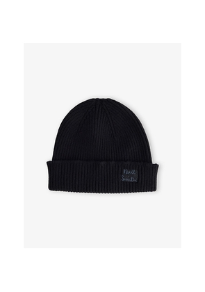 Mens Paul Smith Embroidered-Logo Ribbed Cashmere-Wool Beanie Hat