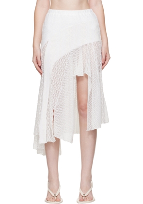 Pushbutton White Lace Trim Mermaid Midi Skirt