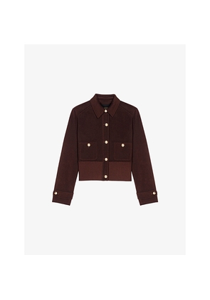 Womens Maje Short Removable-Collar Wool-Blend Coat