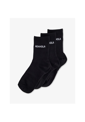 Womens Adanola Logo-Intarsia Ribbed Pack Of Three Cotton-Blend Socks