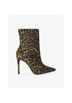 Womens Carvela Eterno Leopard Heeled Leather Ankle Boots