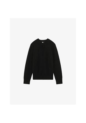 Womens The Kooples Round-Neck Bow-Embellished Cashmere-Blend Jumper