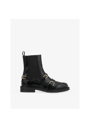 Womens Sandro Buckle-Embellished Leather Chelsea Boots