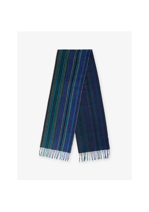 Mens Paul Smith Striped Fringed Wool Scarf
