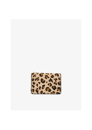 Womens Whistles Eli Leopard-Print Calf-Hair Wallet