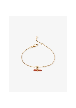 Womens Rachel Jackson Vitality Carnelian T-Bar 18ct Yellow Gold-Plated 925 Sterling-Silver and Carnelian Bracelet
