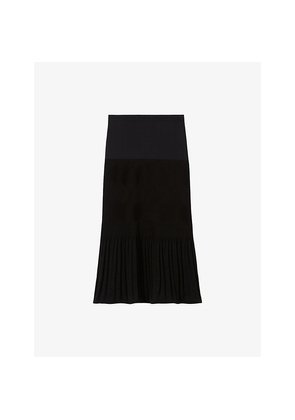 Womens Claudie Pierlot Two-Tone Pleated Woven Midi Skirt