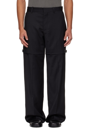 HELIOT EMIL Black Glassine Tailored Trousers