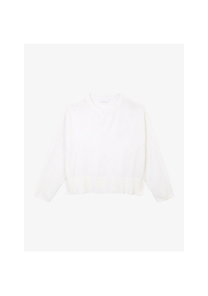 Womens The White Company Crewneck Silk-Trim Wool and Cashmere-Blend Jumper