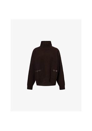 Womens Gucci Horsebit Trim Wool-Blend Knitted Jumper