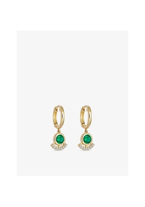 Womens Astley Clarke Icon 14ct Yellow-Gold, Emerald and 0.055ct Lab-Grown Diamond Drop Huggies