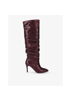 Womens Carvela Amore Crystal-Embellished Heeled Knee-High Boots