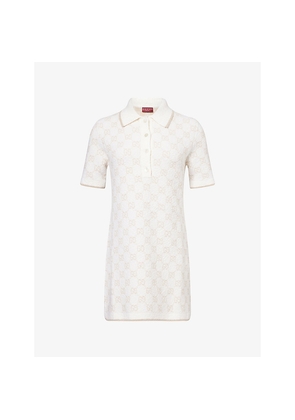 Womens Gucci Polo Monogram Wool-Blend Mini Dress