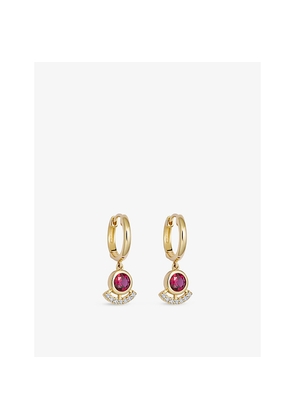 Womens Astley Clarke Icon 14ct Yellow-Gold, Ruby and 0.055ct Lab-Grown Diamond Drop Huggies