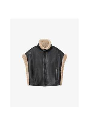 Womens Allsaints Marlin Reversible Leather and Shearling Gilet