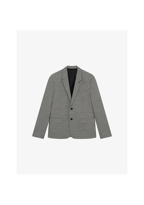 Mens The Kooples Houndstooth-Pattern Single-Breasted Wool-Blend Blazer