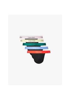 Mens Calvin Klein Icon-Pride Jock-Strap Pack Of Five Cotton-Jersey Briefs