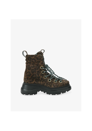 Womens Kurt Geiger London Kensington Leopard Leather Ankle Boots