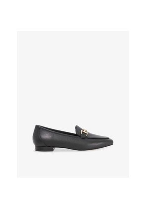Womens Dune Grained Flat Leather Loafers