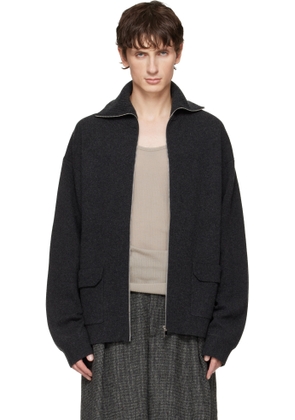 Lanvin Gray Cashmere Zip Cardigan