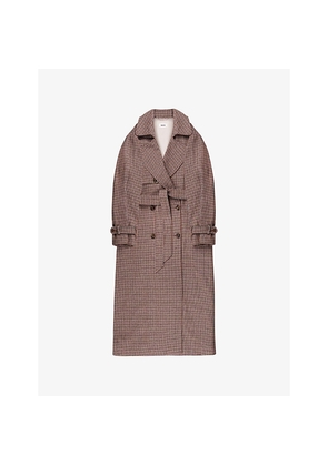 Womens Ro&Zo Houndstooth Double-Breasted Wool-Blend Trench Coat